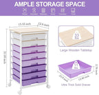 SYKIARIOL Rolling Cart with Drawers, Utility Cart With 8 Drawers and Wooden - Image 2