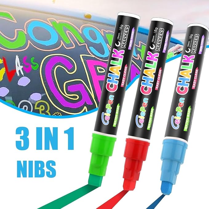 Window Chalk Markers for Cars Glass Washable, 10 Colors Jumbo Liquid Chalk - Image 2