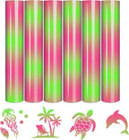 Tintnut Bright Green Pink Gradient Heat Transfer Vinyl, PU HTV Sheets, easy cut by Tintnut