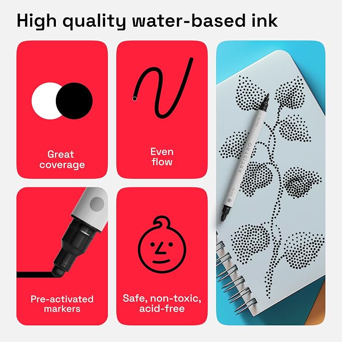 ARTISTRO 2 Black Dual-Tip Acrylic Paint Pens - Image 5