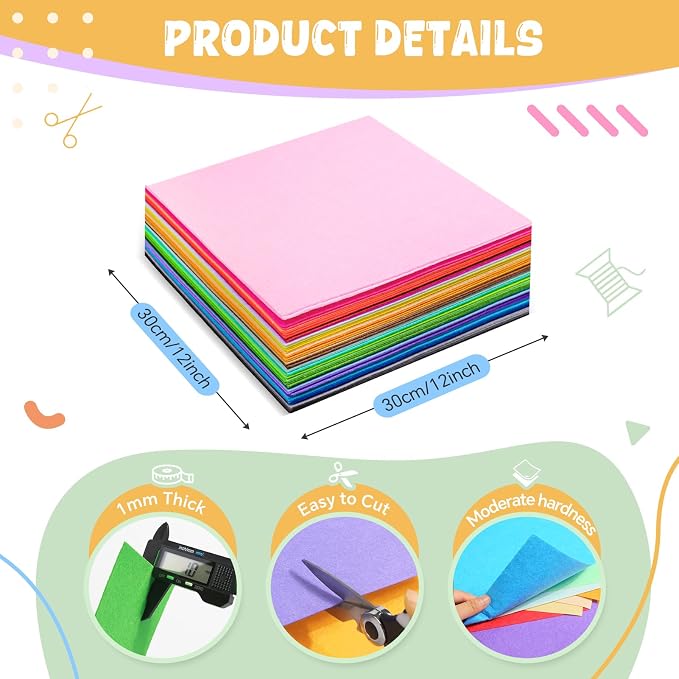 moinkerin 40Pcs Felt Sheets for Crafts - Image 2