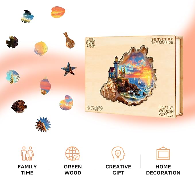 Jigfoxy Wooden Puzzles for Adults, Sunset by the Seaside Wood Puzzles Adult - Image 4