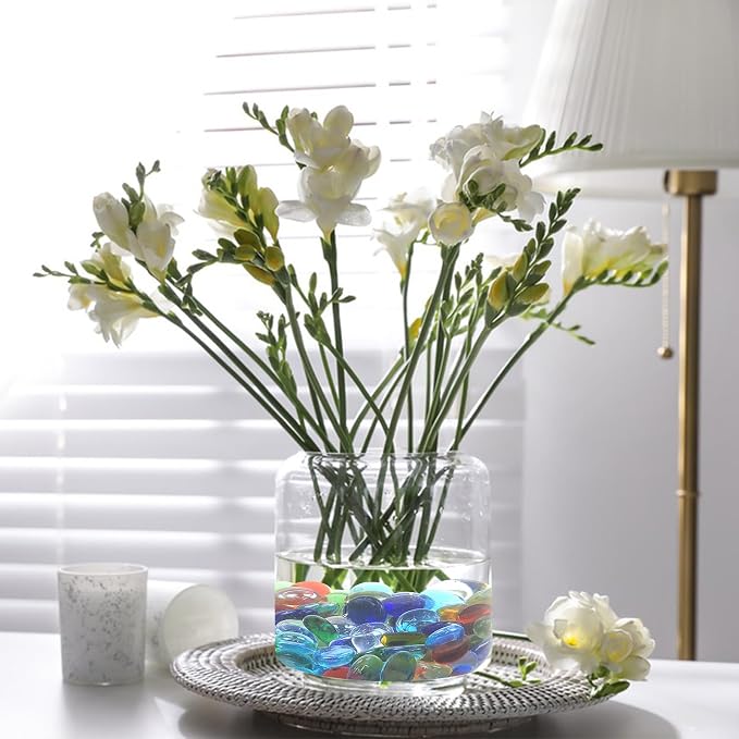 FANTIAN 10 Pounds Fire Pit Glass, Mixed Color Gems, Decorative Flat Glass Rocks - Image 4