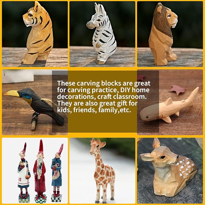 10 Pack Basswood Carving Blocks, Unfinished Wood Whittling Blocks - Image 7
