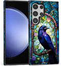 for Samsung Galaxy S24 Ultra Case, Crow Faux Stained Glass Pattern Glossy 2 in by Teonvpu