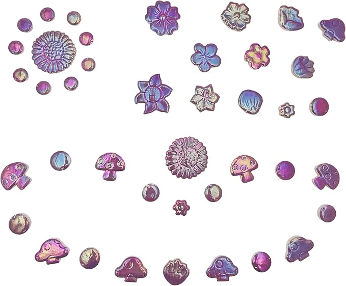 500g/1.1lb Ceramic Mosaic Tiles Mixed Shapes of Flowers, Mushrooms - Image 8