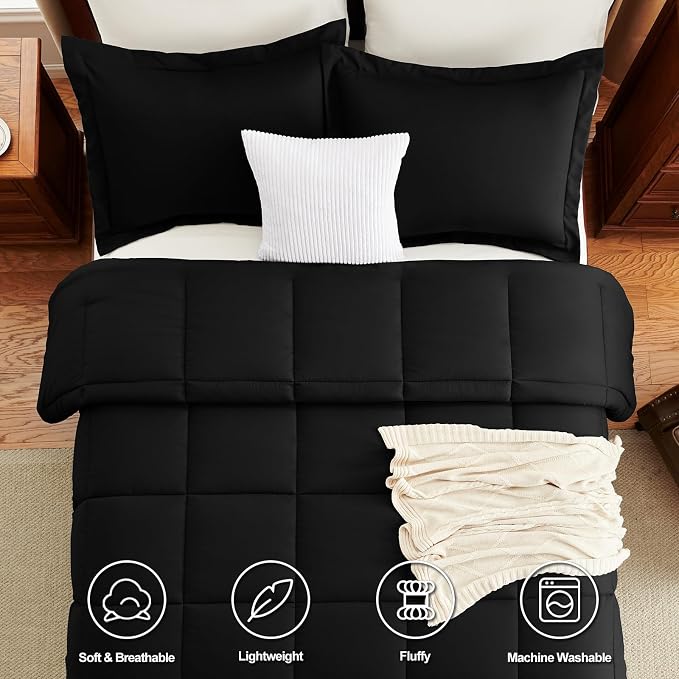 CozyLux California King Comforter Set Black - Image 4