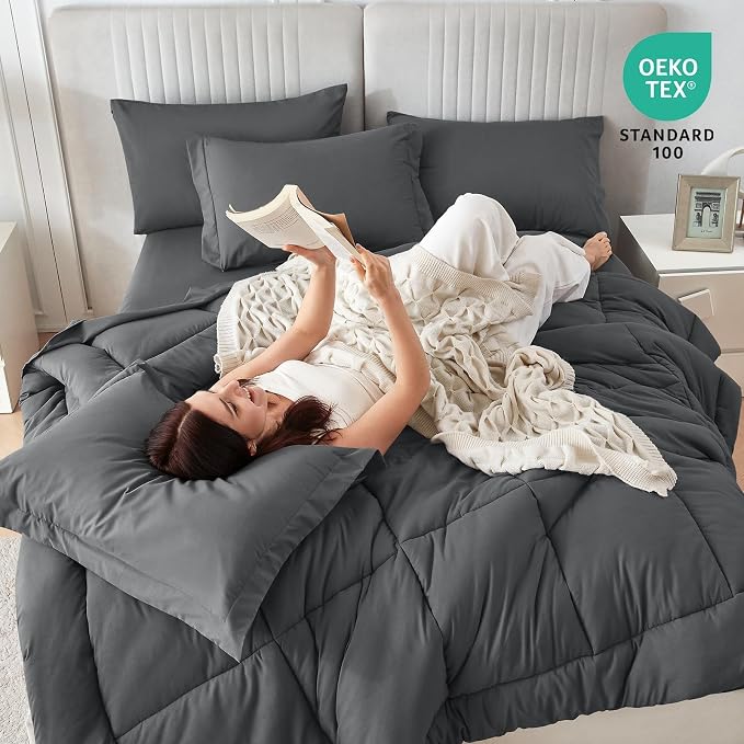 Sasttie Twin Comforter Set, 5 Pieces Bed in a Bag Twin, Complete Bedding Set - Image 5