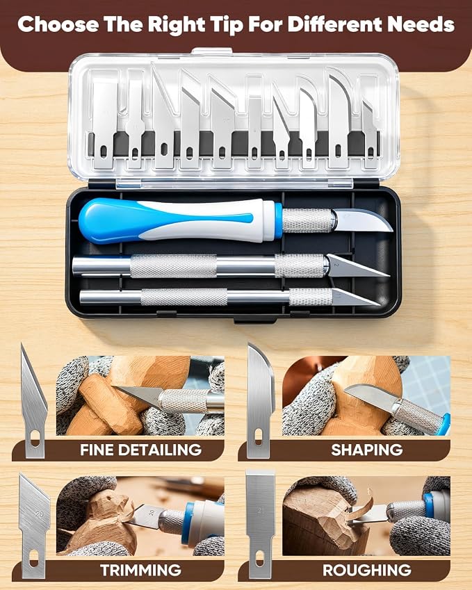 SakerNeo 35PCS Wood Carving Kit Whittling Knife Set - Image 3
