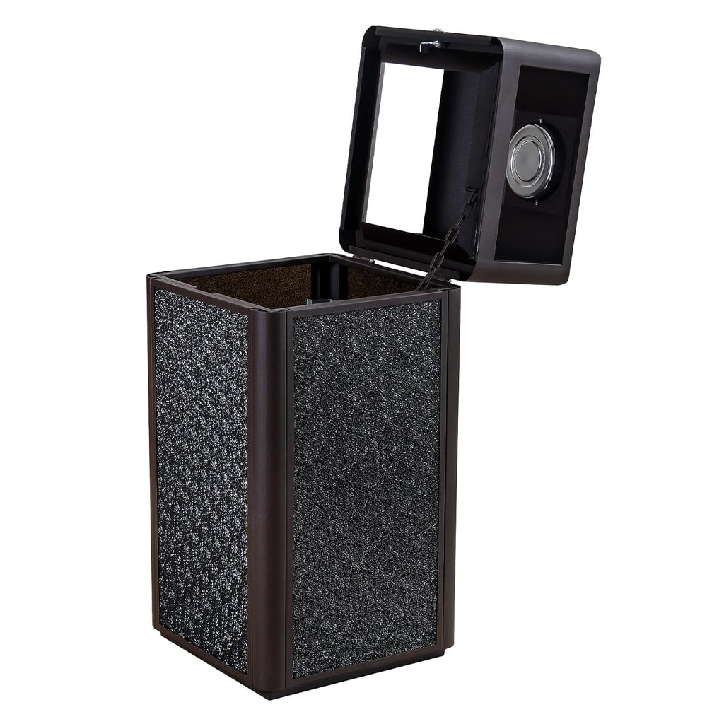 Square Waste Container with Dome Lid | Commercial Outdoor Garbage and Trash Container,Coffee 15 Gallon