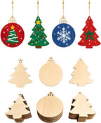 Blank Wooden Christmas Tree Ornaments, DIY Unfinished Wood Craft Decor | by Unknown