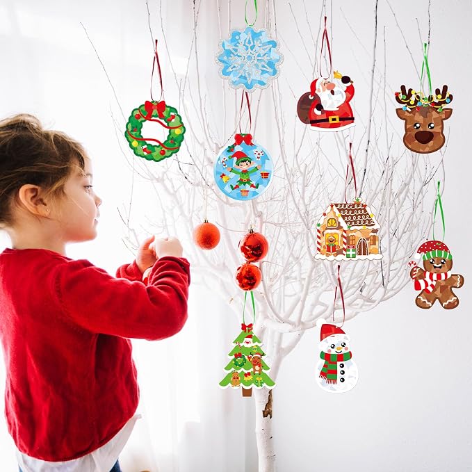 Renbuzhu 36PCS Christmas Crafts Bulk: Xmas Paper Suncatchers DIY Kit - Image 7