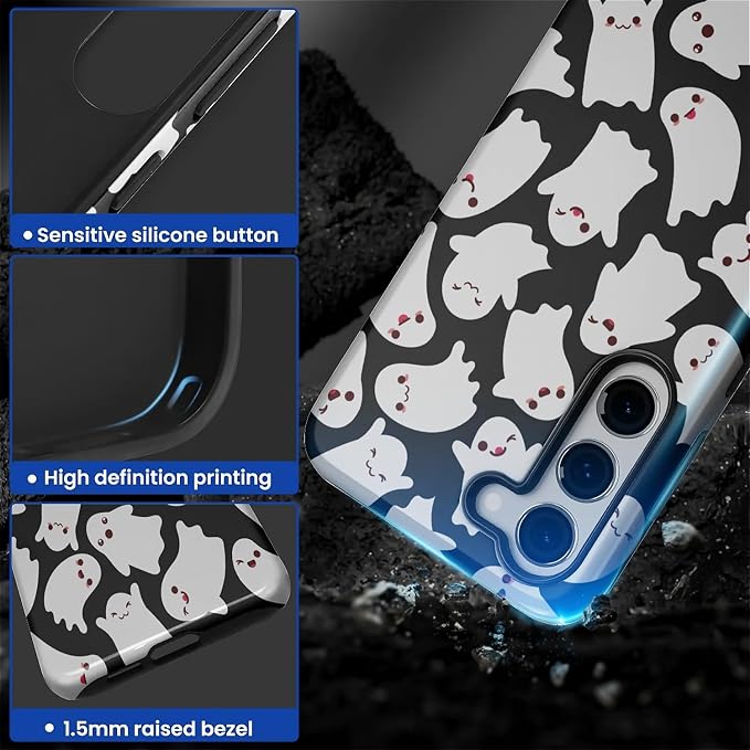 Case for Samsung Galaxy S23 Case, Halloween Ghosts Bats Design Hybrid Dual - Image 4