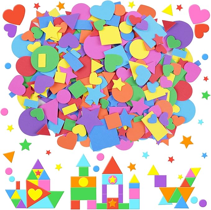 3400Pcs Foam Stickers Foam Shape Stickers Heart Star Square Geometric Sticker by Unknown