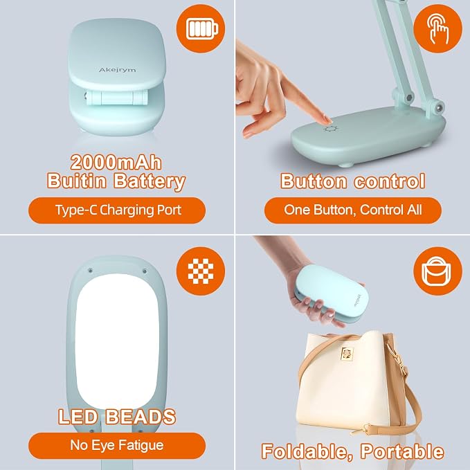Akejrym LED Desk Lamp for Office Home & Battery Operated Lamp Rechargeable Lamp - Image 6