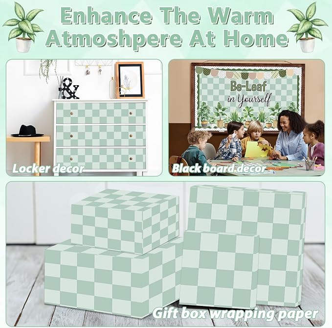 Green Checkered Bulletin Board Paper Roll Retro Hippie Green Bulletin Board - Image 6