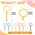 16 Pcs Metal Keychain Clip, Colorful Swivel Snap Hook - Image 2