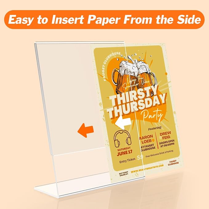 3 Pack Acrylic Sign Holder 8.5x11 Inches, L-Shape Flyer Holder Stand | Clear - Image 3