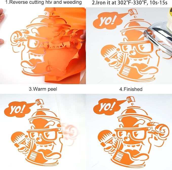 FUNKAKA Orange Heat Transfer Vinyl Rolls, Adhesive Glossy HTV Vinyl - Image 4