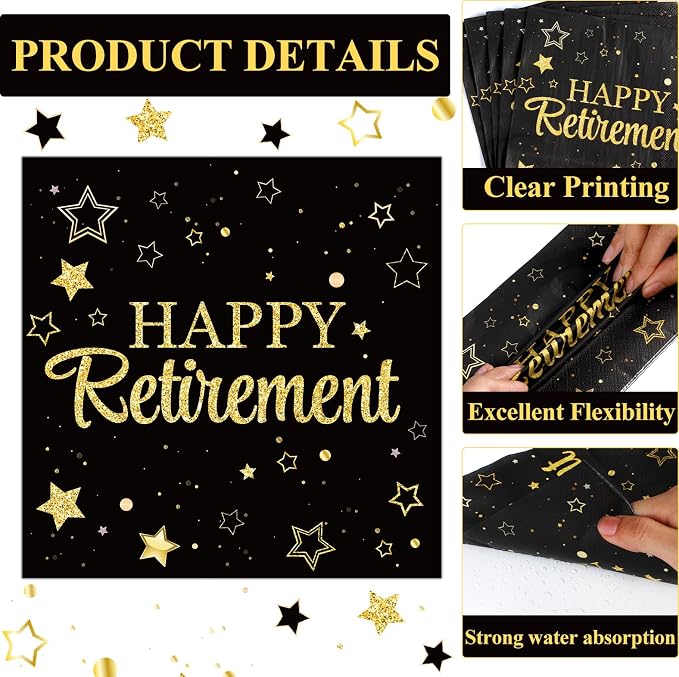 48Pcs Happy Retirement Paper Plates and Napkins Retirement Party Decorations - Image 4