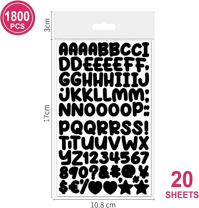 1800 Pieces 20 Sheets Small Letter Number Stickers, 1/2inch Self-Adhesive Vinyl - Image 6