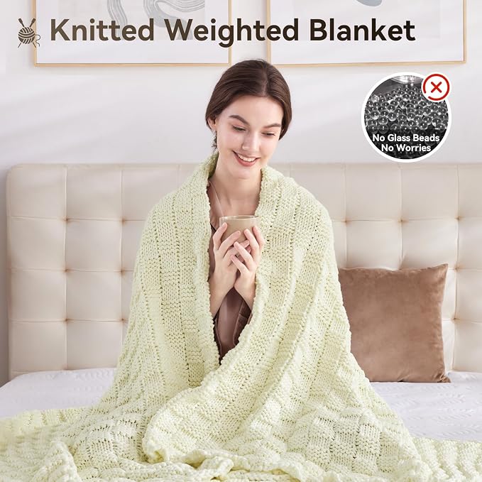 Knitted Weighted Blanket for Adult, No Beads Heavy Blanket 60” x 80'' 17lbs - Image 5