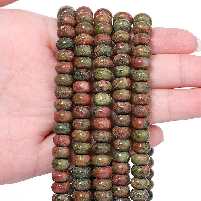 Songxi 5x8mm Natural Unakite Stone Rondelle Beads, Gemstone by SongXi