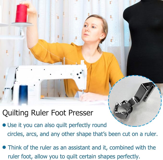 Low Shank Ruler Foot for Free Motion Quilting, 1/4 Inch Open Toe Darning Foot - Image 7