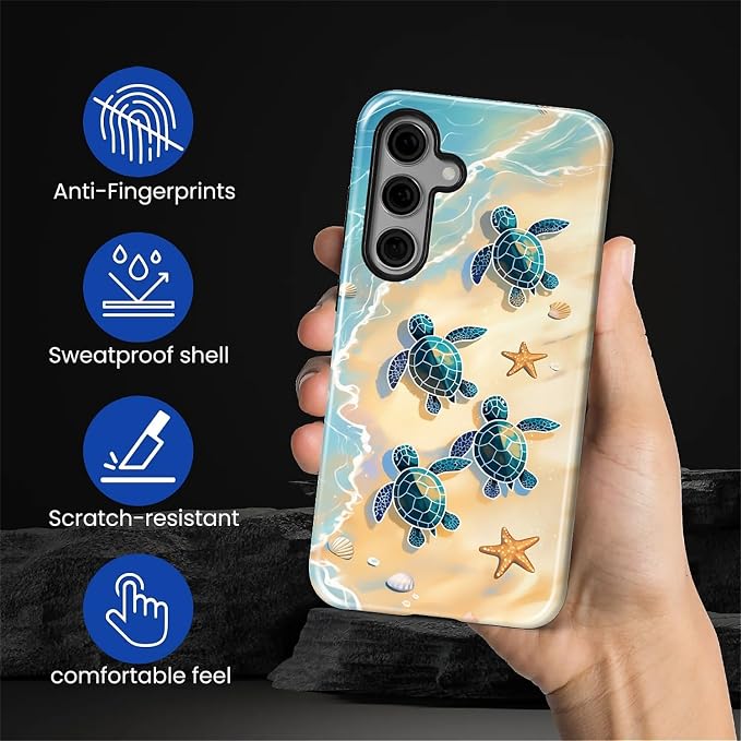 for Samsung Galaxy S25 FE Case, Sea Turtle Beach Pattern Glossy 2 in 1 - Image 5