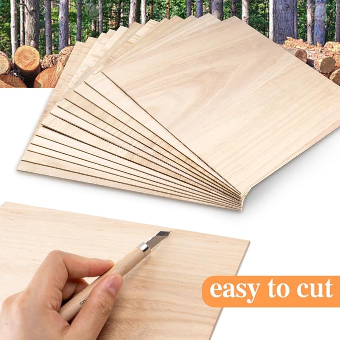 Balsa Wood Sheet, 32 Pack Plywood Board, Basswood Sheets 12X12X1/12 Inch - Image 3