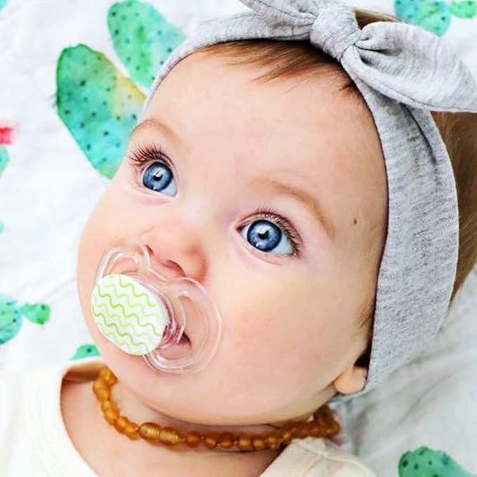 Smilo Baby Pacifier with Orthodontic Design for Healthy Dental Development - Stage 1 for Babies 0-3 Months - Pack of 3X 100% Silicone Newborn Pacifiers BPA Free - Orange