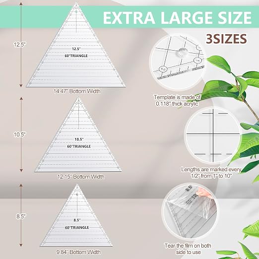 Kigley 3 Pcs 60 Degree Triangle Ruler - Image 2