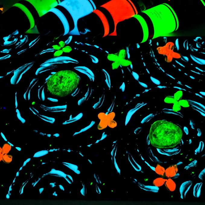 Artecho Glow in the Dark Paint 6 Colors, 120 ml / 4 oz | Non-Toxic, Waterproof - Image 6