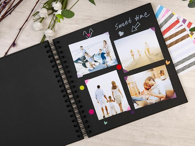 potricher 10 x 10 Inch DIY Scrapbook Photo Album 80 Pages Thick Kraft Blank - Image 3