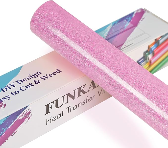 FUNKAKA Glitter Fluorescent Purple HTV Heat Transfer Vinyl Rolls, Glitter HTV by FUNKAKA