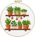 Zhenqing Wooden Plant Shelf Stamped Cross Stitch Kit by ZhenqingHomeFlagship
