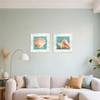 Seashell Wall Art Teal Ocean Theme Canvas Prints Bathroom Wall Decor Nautical - Image 6