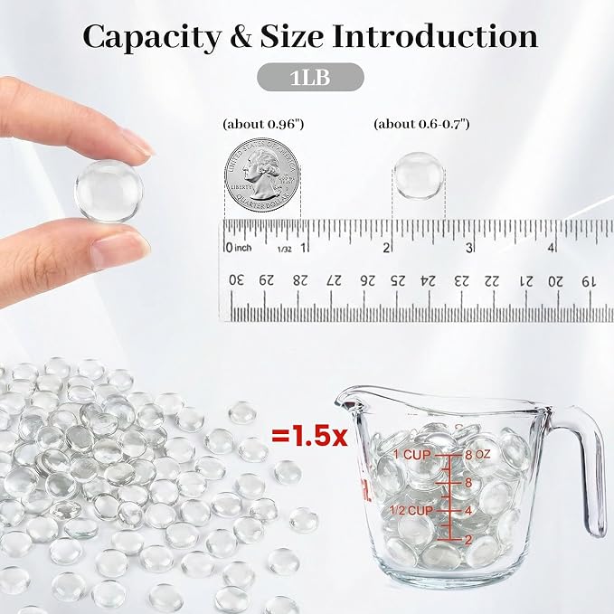 DomeStar 1 LB Glass Beads, Vase Fillers | Aquarium Decor, Fish Tank Rocks DIY - Image 2