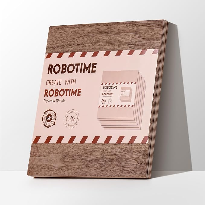 ROBOTIME 6-Pack Laser Wood Sheets | 1/8" & 12 x 12" Basswood + Walnut + Birch - - Image 2