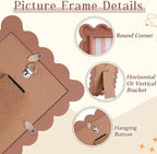AceOrbit 4x6 Inches Khaki Flower Wavy Scalloped Picture Frame Cute Wavy Edge - Image 3