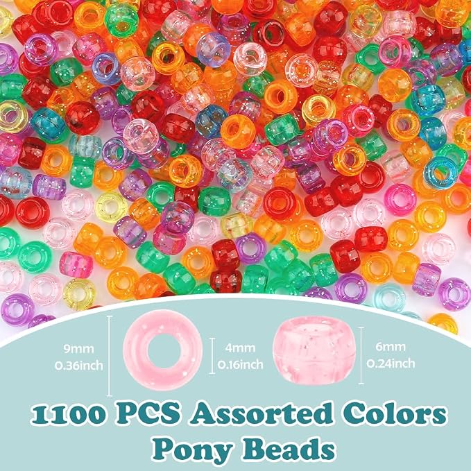 QPIXVB 1100pcs Hair Beads, Pony Beads - Image 2