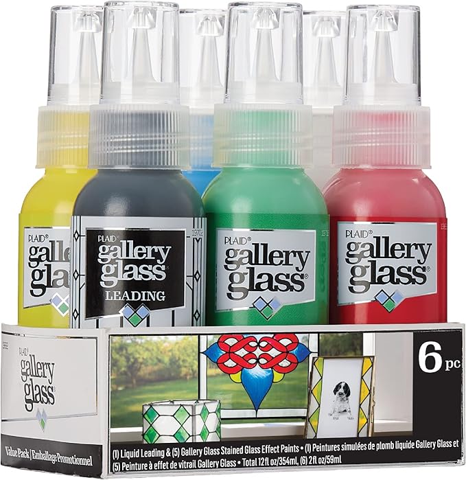 Gallery Glass, Basic Stained Kit, 6 Piece Glass Paint Set by GalleryGlass