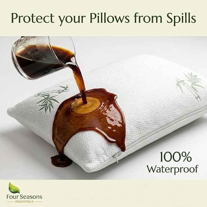 Four Seasons Essentials Standard Size Waterproof Pillow Protectors - Image 4