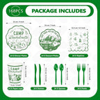168Pcs Camp Bachelorette Party Decorations Serves 24 | Scalloped Mountain Camp - Image 2