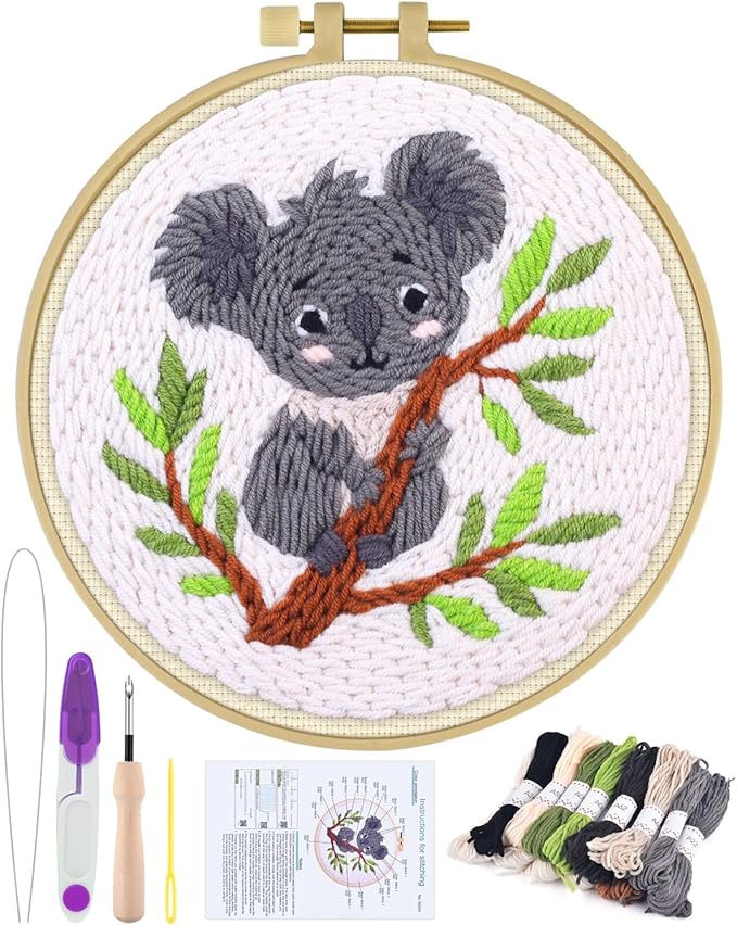 ERKOON Punch Needle Kit for Beginners Adults, DIY Easy Animal Embroidery Set by ERKOON