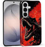 for Samsung Galaxy S26 Case, Cool Dinosaur Red Black Pattern Glossy 2 in 1 by Teonvpu