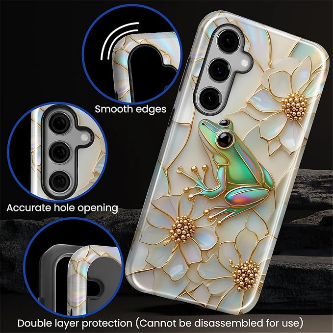 for Samsung Galaxy S23 FE Case, Stained Glass Frog Flowers Pattern Glossy 2 in - Image 5