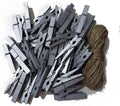 1.8 Inch Silver Wooden Clothespins Hold Picture Photo Clothesline Pins Hanging Christmas Cards with Jute Twine Pack 50