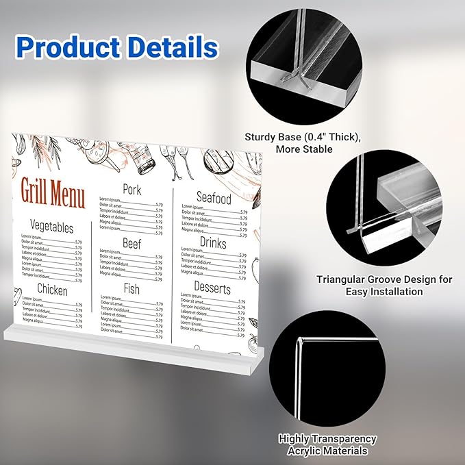 10 Pack Acrylic Sign Holder 11 x 8.5 Horizontal, Double-Sided Clear Sign Holder - Image 7