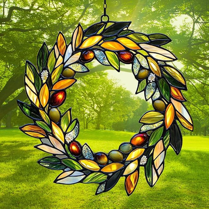Mistletoe Wreath Acrylic Suncatcher Stained Glass Effect Window Car Hanging - Image 3